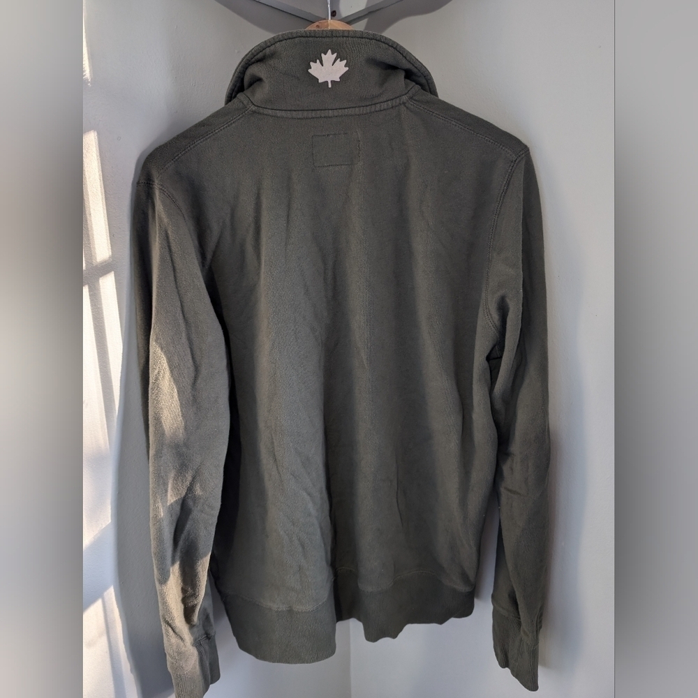 Authentic Roots Olive Green 3/4 Zip Long Sleeve Sweater Pullover Women's Large - Picture 3 of 3